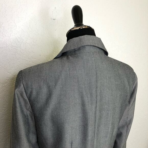 WHBM gray black ruffle collar button front blazer size Small - Picture 11 of 15